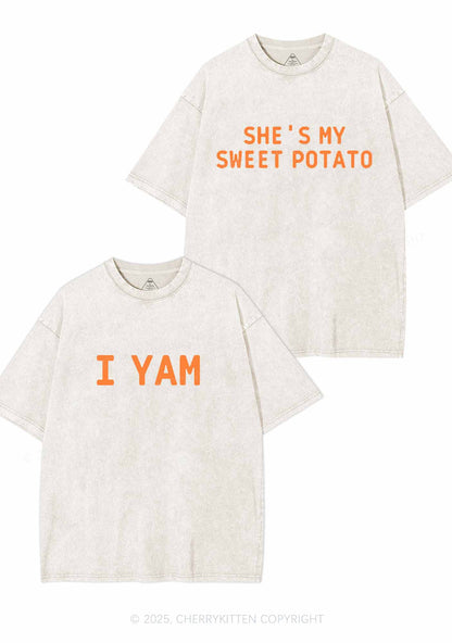 Shes My Sweet Potato Y2K Valentine's Day Washed Tee Cherrykitten