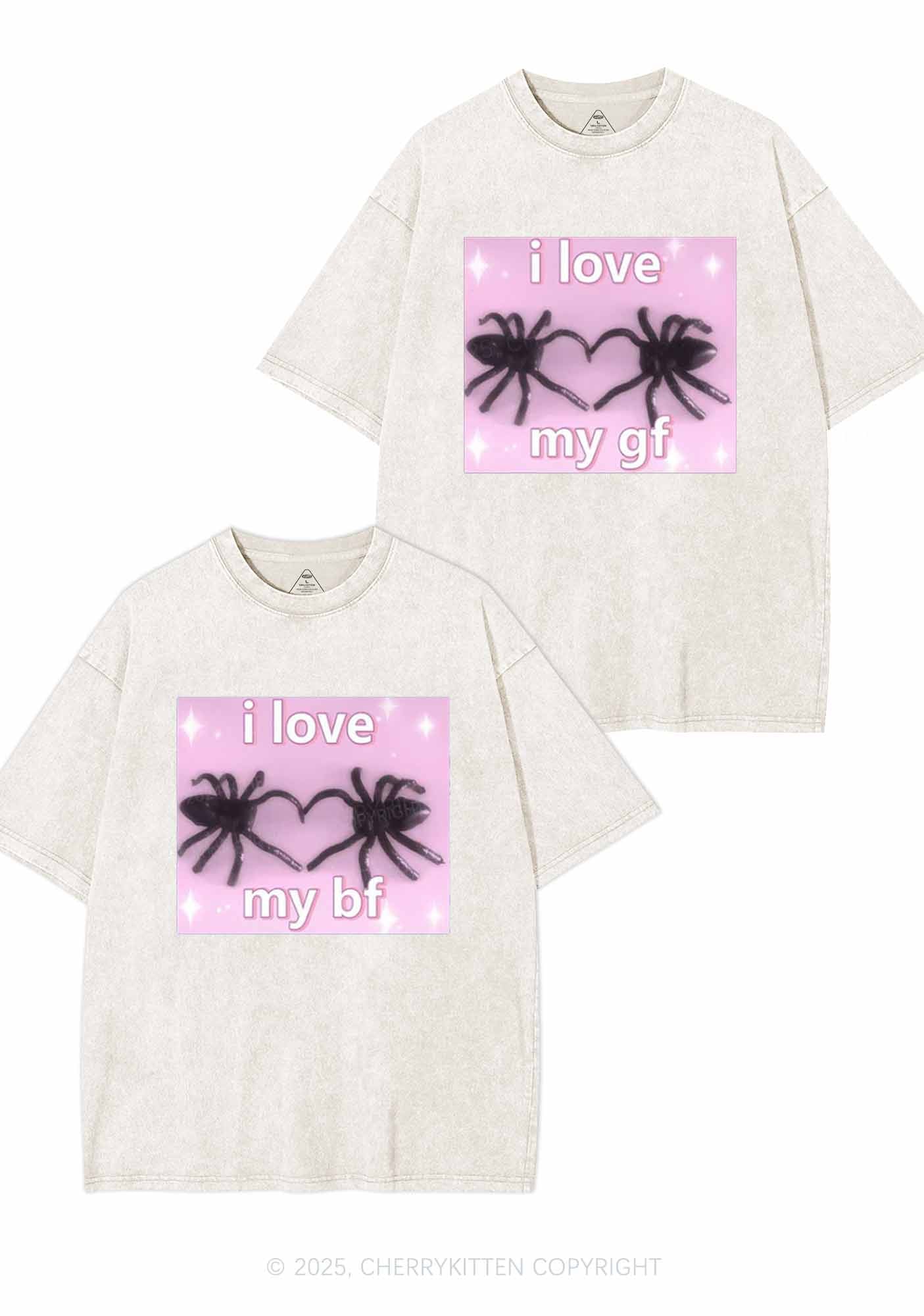 Love My Spider BF GF Y2K Valentine's Day Washed Tee Cherrykitten