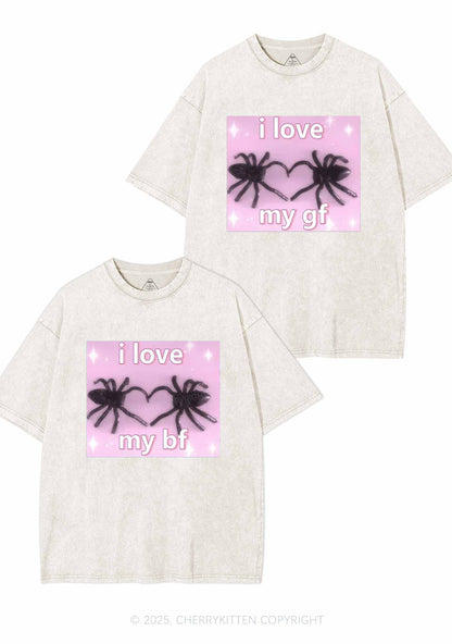 Love My Spider BF GF Y2K Valentine's Day Washed Tee Cherrykitten