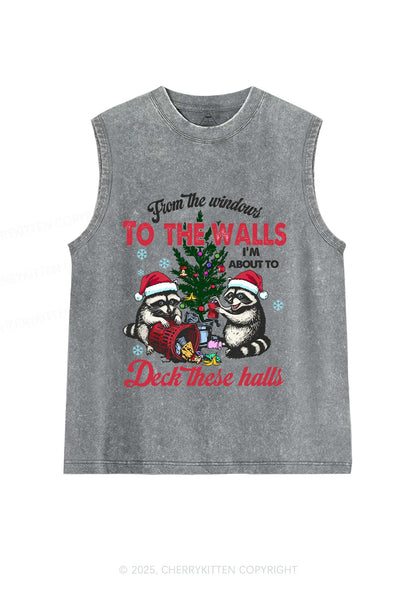 Christmas To The Walls Y2K Washed Muscle Tank Cherrykitten