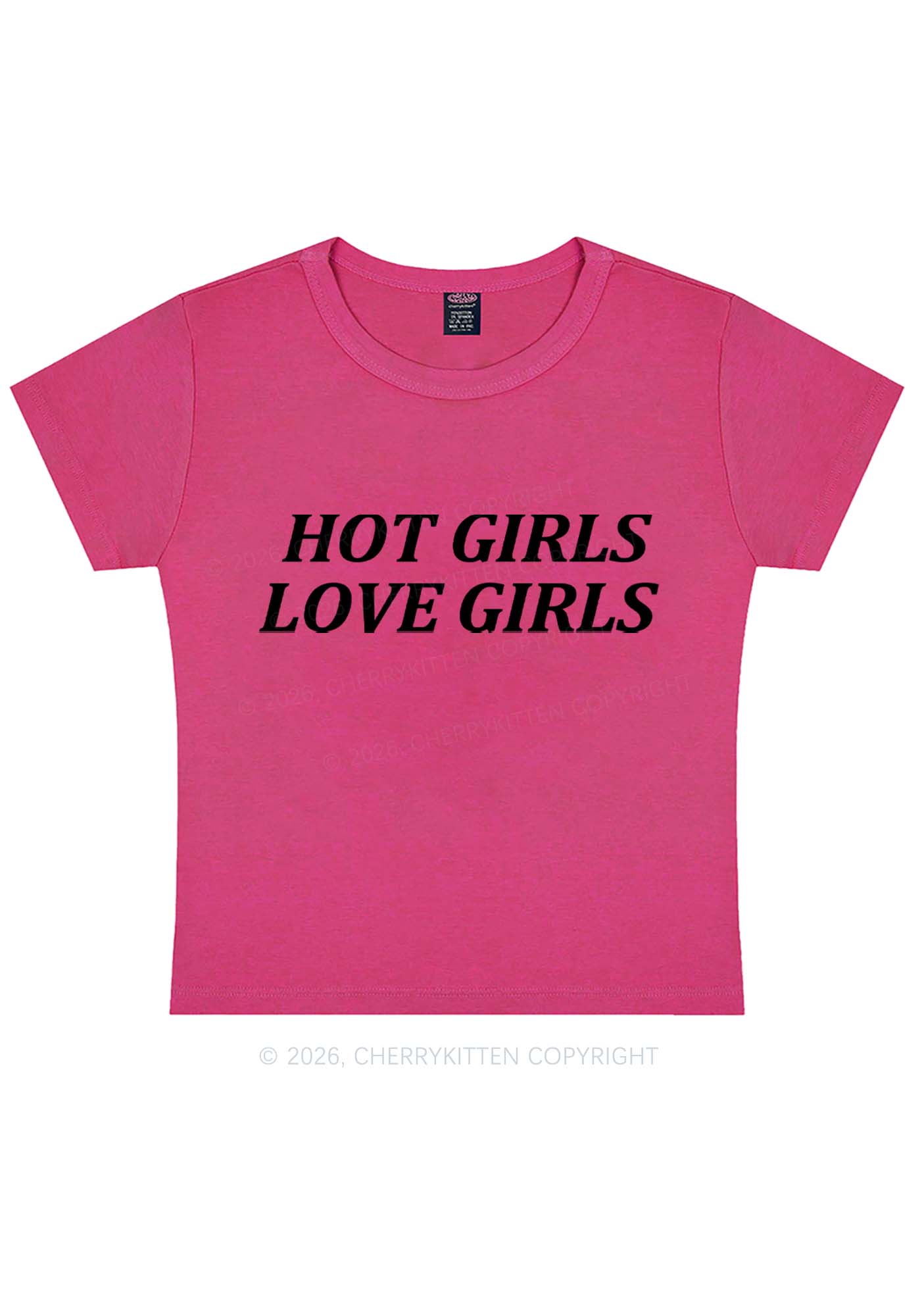 Hot Girls Love Girls Pride Y2K Baby Tee Cherrykitten