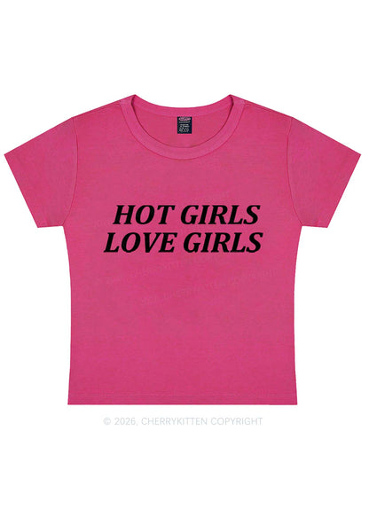 Hot Girls Love Girls Pride Y2K Baby Tee Cherrykitten