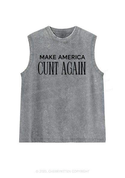 Make America Cxxt Again Y2K Washed Muscle Tank Cherrykitten