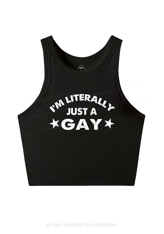 Literally Just A Gay Pride Y2K Crop Tank Top Cherrykitten