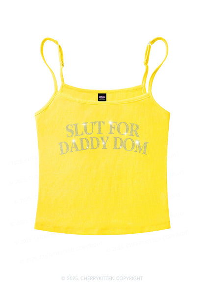 Rhinestone Slxt For Daddy Dom Y2K Spaghetti Strap Cami Cherrykitten