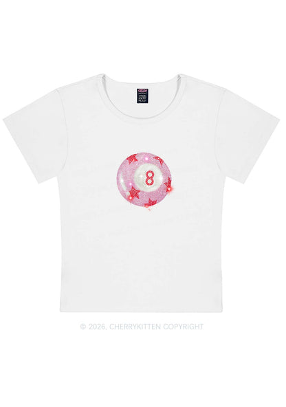 Rhinestone Pink Eight Ball Star Y2K Baby Tee Cherrykitten