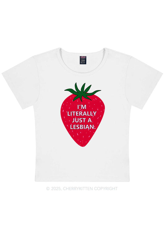 Lesbian Strawberry Pride Y2K Baby Tee Cherrykitten