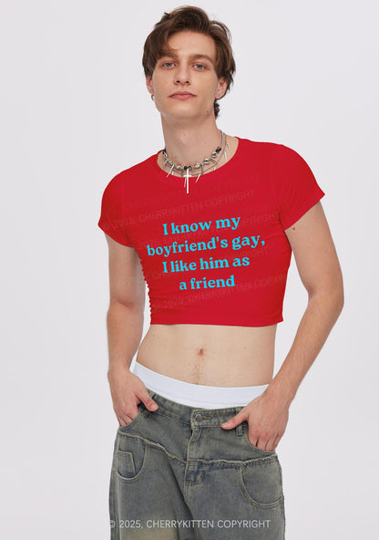 I Know My BF Is Gay Pride Y2K Baby Tee Cherrykitten