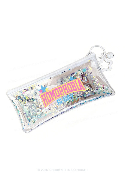 Homophobia Is Gay Pride Y2K Quicksand Transparent Pencil Pouch Cherrykitten