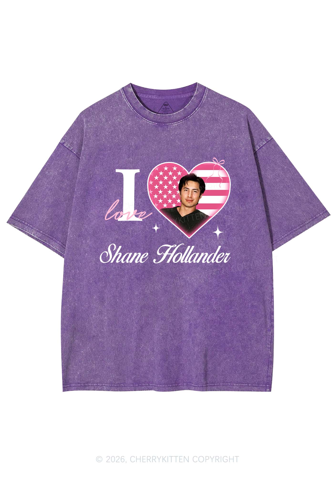 I Love SH HR Y2K Shirts Washed Tee Cherrykitten