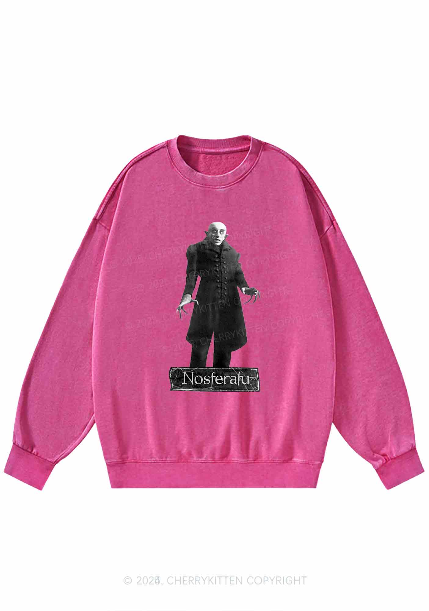 Halloween Male Vampire Y2K Washed Sweatshirts Cherrykitten