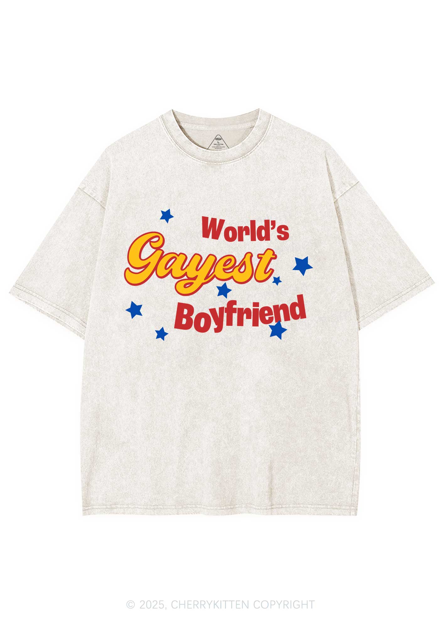 Worlds Gayest Boyfriend Pride Y2K Shirts Washed Tee Cherrykitten