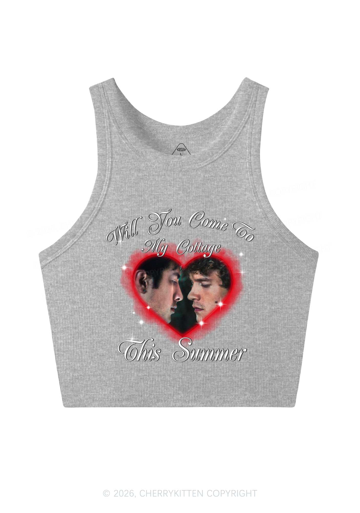 Come To My Cottage This Summer HR Y2K Crop Tank Top Cherrykitten