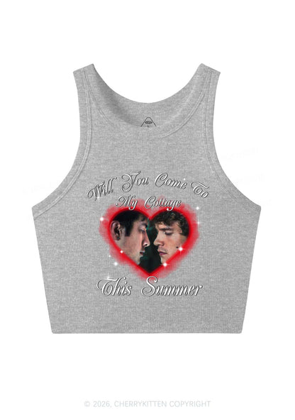 Come To My Cottage This Summer HR Y2K Crop Tank Top Cherrykitten