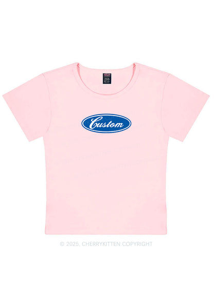 Oval Custom Text Y2K Baby Tee Cherrykitten