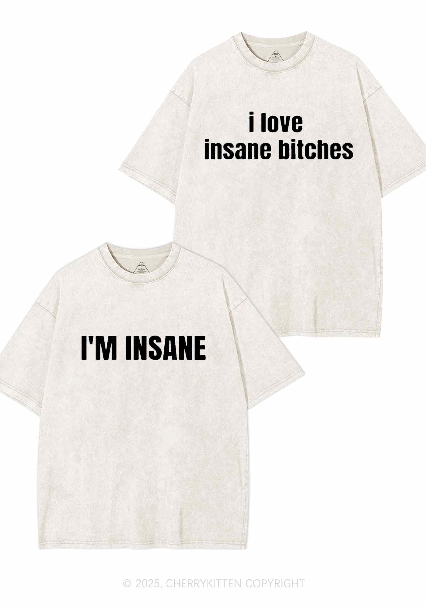 I Love Insane Y2K Valentine's Day Washed Tee Cherrykitten
