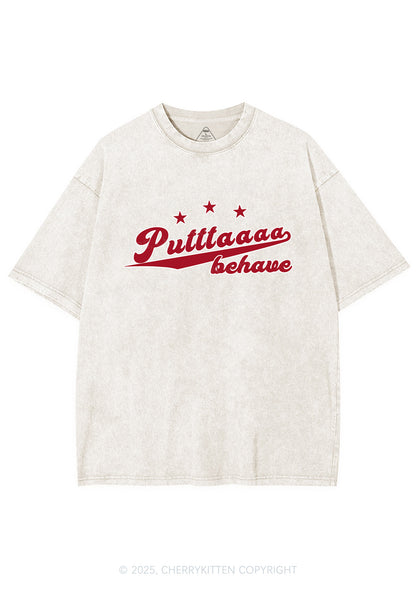 Putttaaaa Behave Y2K Shirts Washed Tee Cherrykitten