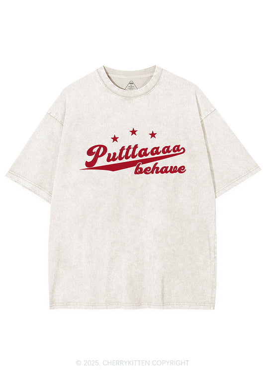 Putttaaaa Behave Y2K Shirts Washed Tee Cherrykitten