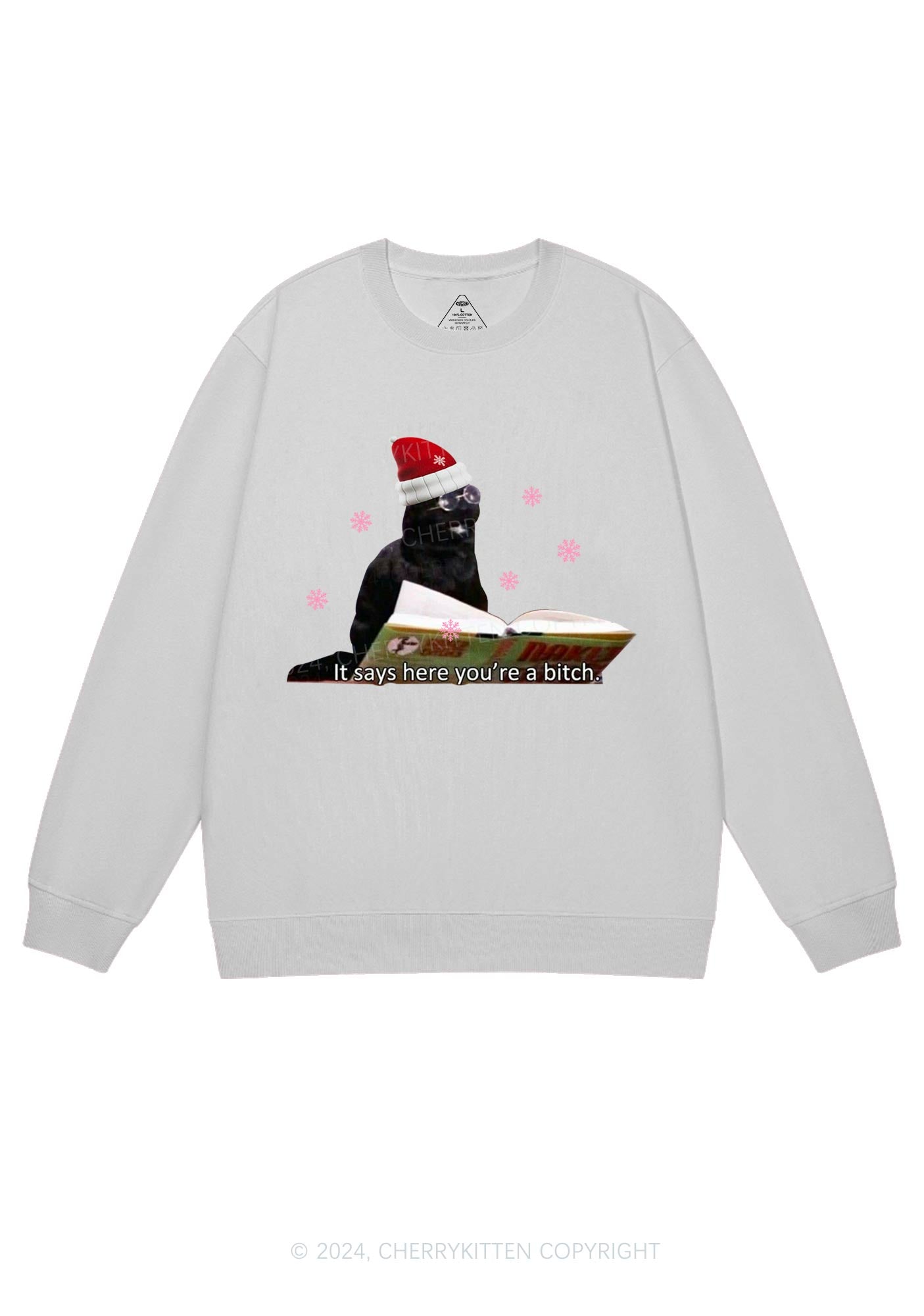 Christmas Cat Bxxch Y2K Sweatshirt Cherrykitten