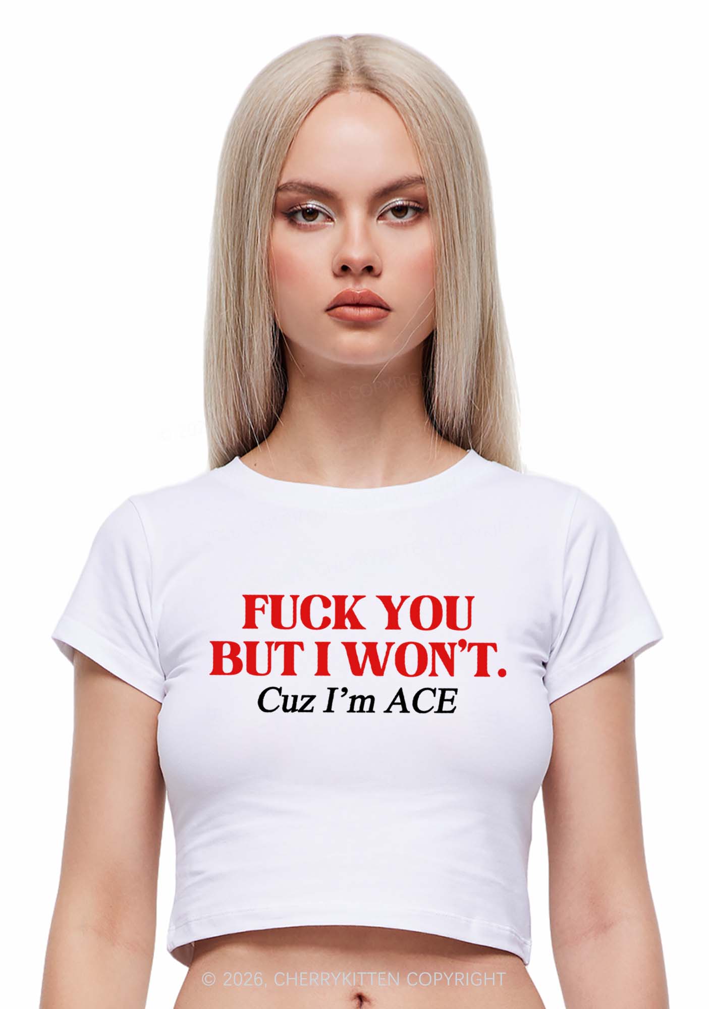 Fxxk You Cuz Im Ace Pride Y2K Baby Tee Cherrykitten
