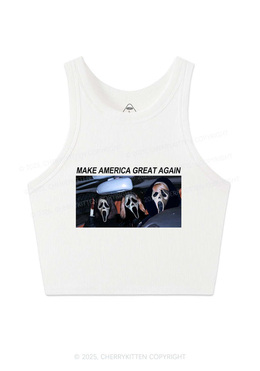 Halloween Ghost Make America Great Again Y2K Crop Tank Top Cherrykitten