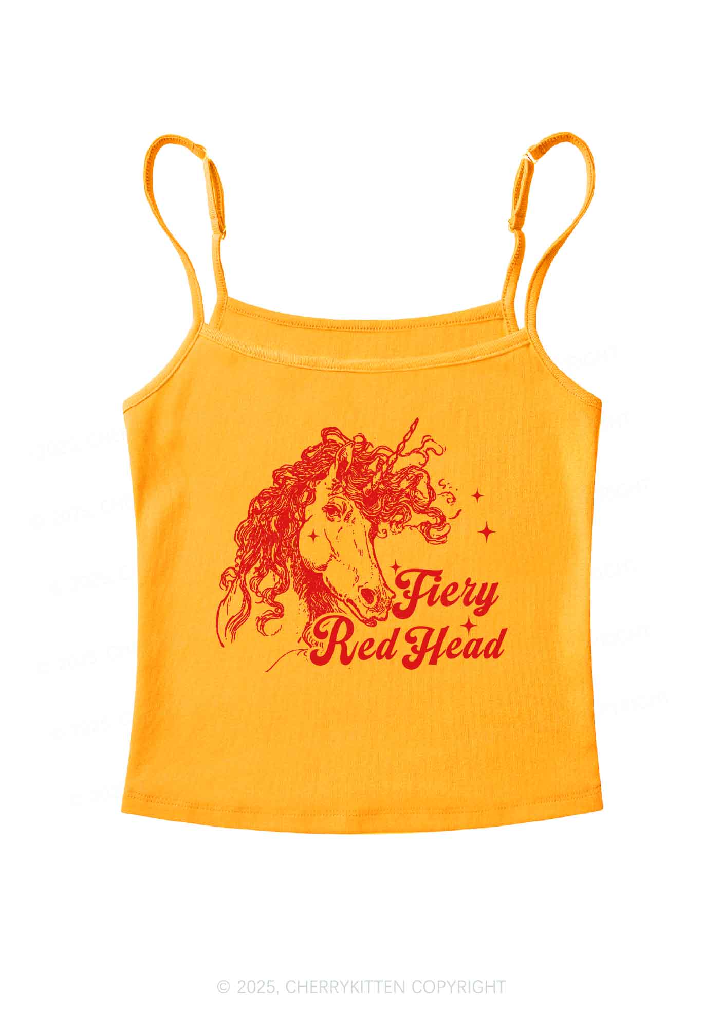 Fiery Red Head Y2K Spaghetti Strap Cami Cherrykitten