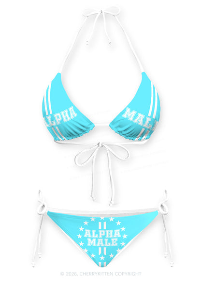 Mint Green Alpha Male Y2K Print Bikini Set Cherrykitten