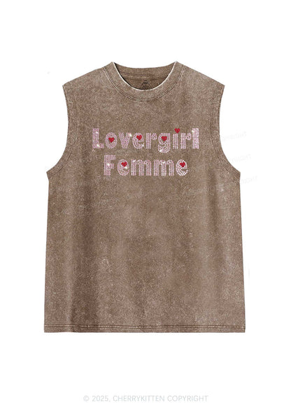 Rhinestone Lovergirl Femme Y2K Washed Muscle Tank Cherrykitten