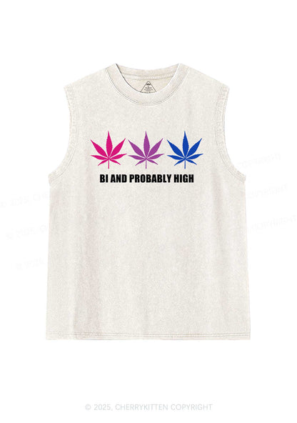 Bi Probably High Pride Y2K Washed Muscle Tank Cherrykitten