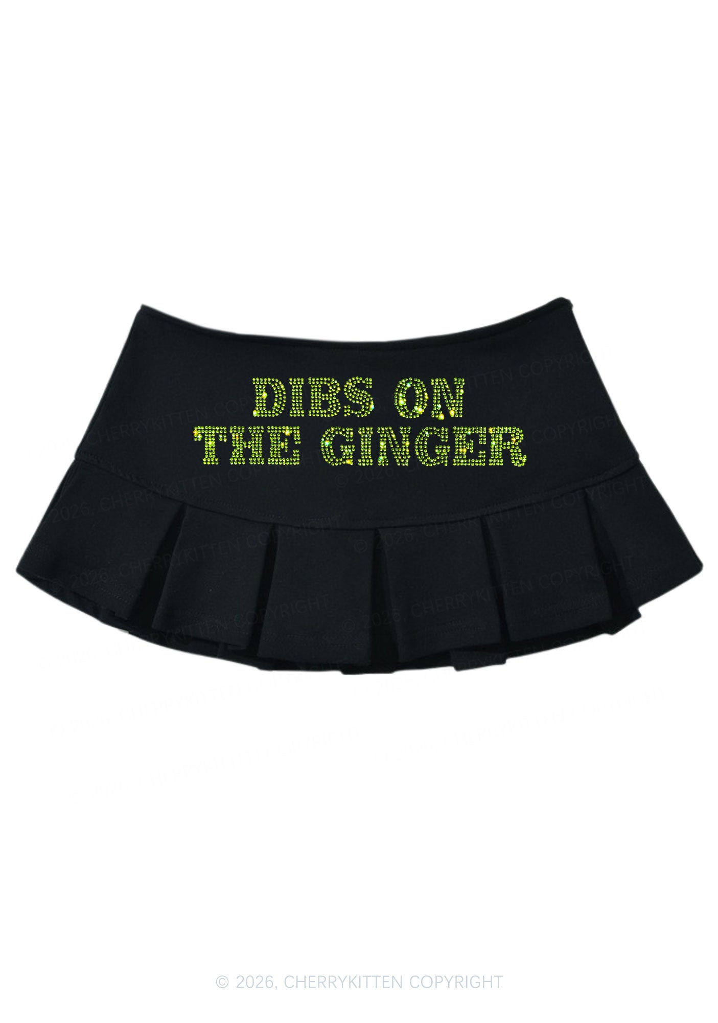Rhinestone Dibs On The Ginger St Patricks Y2K Mini Pleated Skirts Cherrykitten
