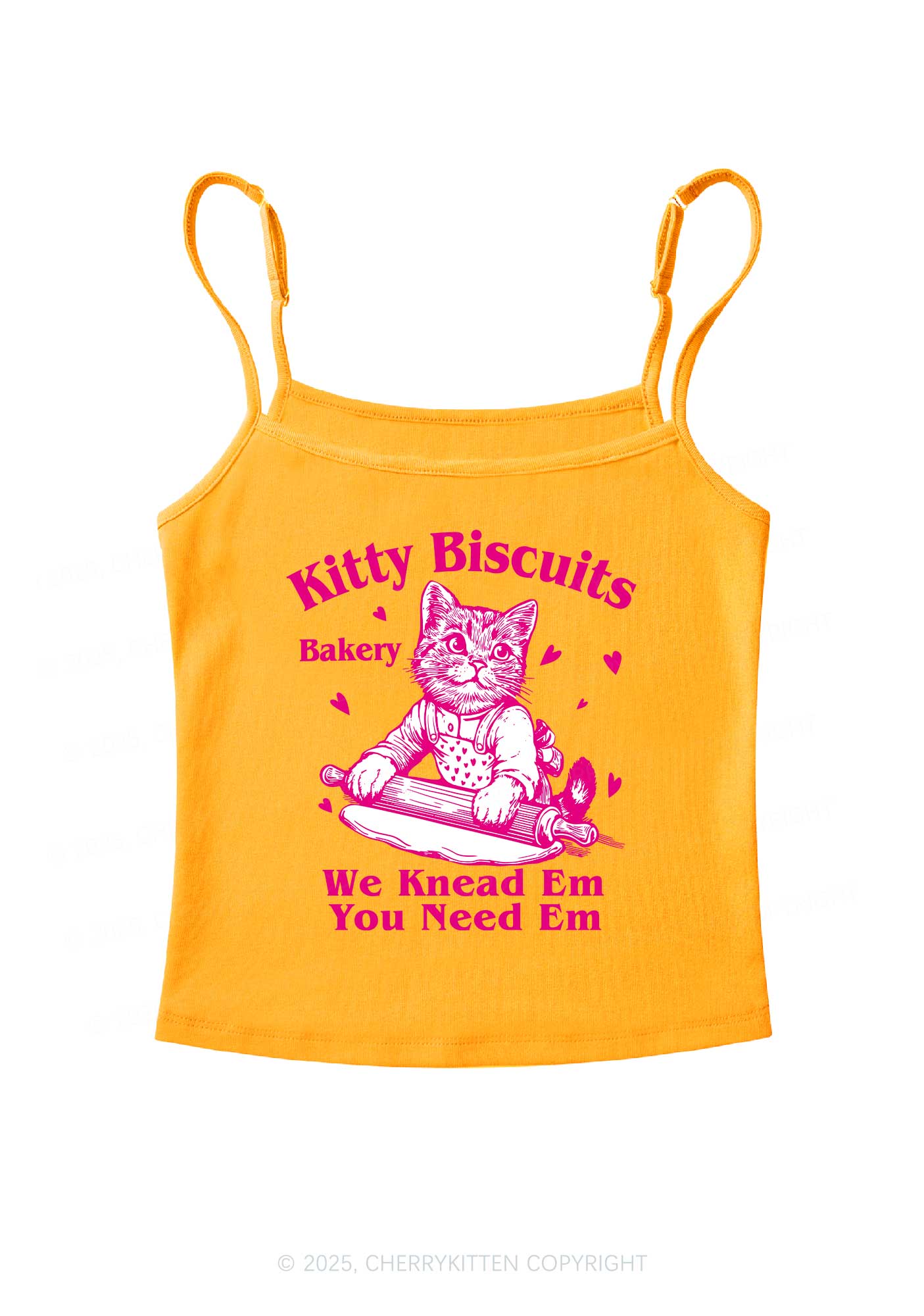 Kitten Biscuits Bakery Valentine's Day Y2K Spaghetti Strap Cami Cherrykitten
