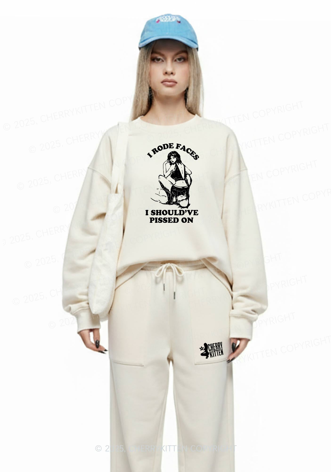 I Rode Faces Y2K Fleece Sweatshirts Set Cherrykitten