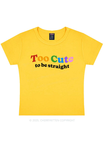 Too Cute To Be Straight Pride Y2K Baby Tee Cherrykitten