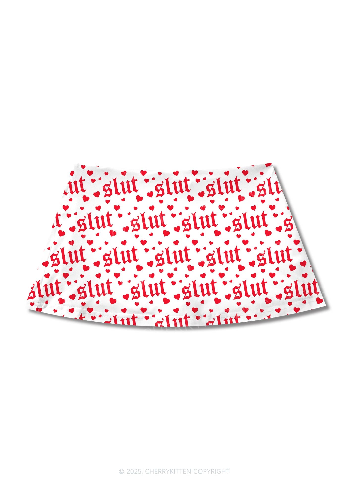 Slxt Red Heart Y2K Print Mini Skirt Cherrykitten