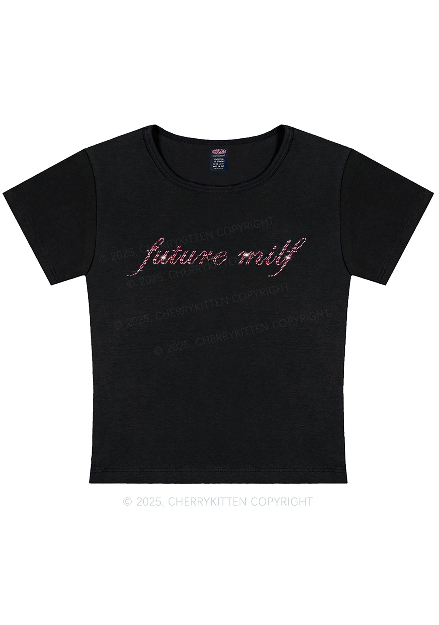 Rhinestone Pink Future Mxxf Y2K Baby Tee Cherrykitten
