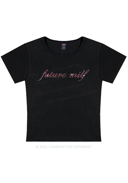 Rhinestone Pink Future Mxxf Y2K Baby Tee Cherrykitten