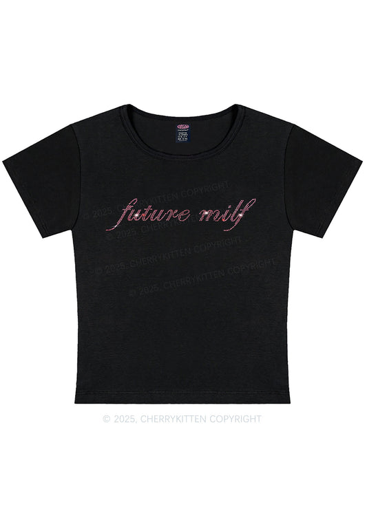Rhinestone Pink Future Mxxf Y2K Baby Tee Cherrykitten