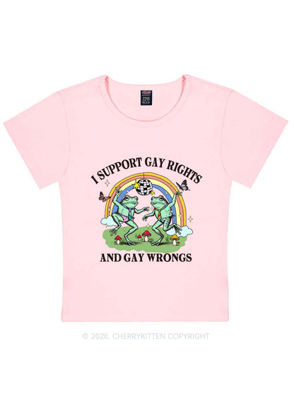 I Support Gay Rights Disco Frogs Y2K Baby Tee Cherrykitten