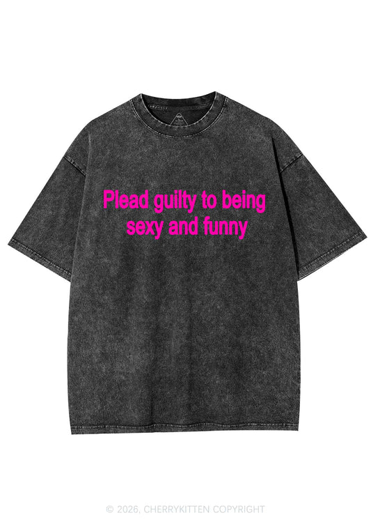 Plead Guilty To Being Funny Y2K Shirts Washed Tee Cherrykitten