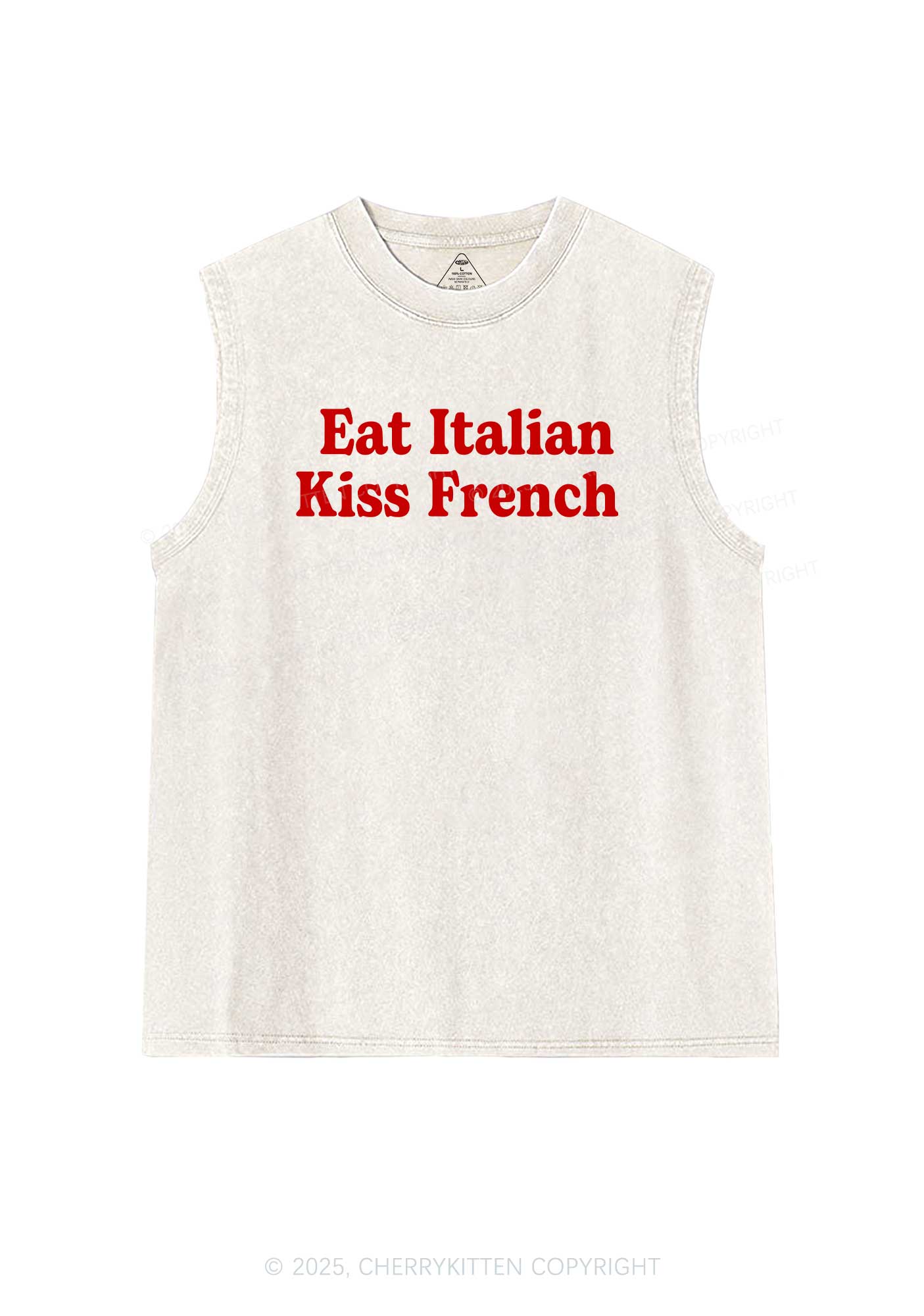 Eat Italian Kiss French Y2K Washed Tank Cherrykitten