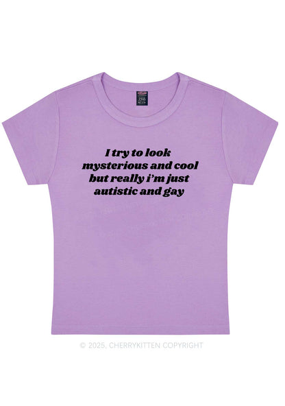 Im Just Autistic And Gay Pride Y2K Baby Tee Cherrykitten