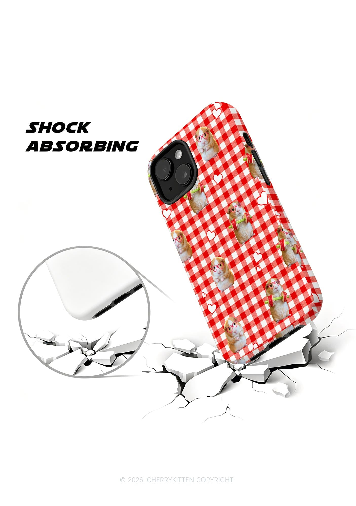 Gym Guinea Pig Red Plaid Y2K Phone Case Cherrykitten