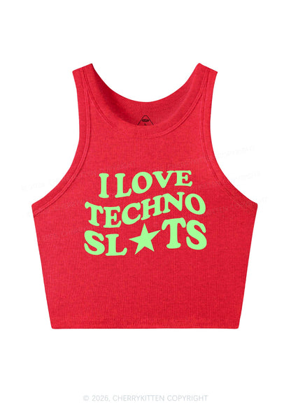 I Love Techno Slxts Y2K Crop Tank Top Cherrykitten