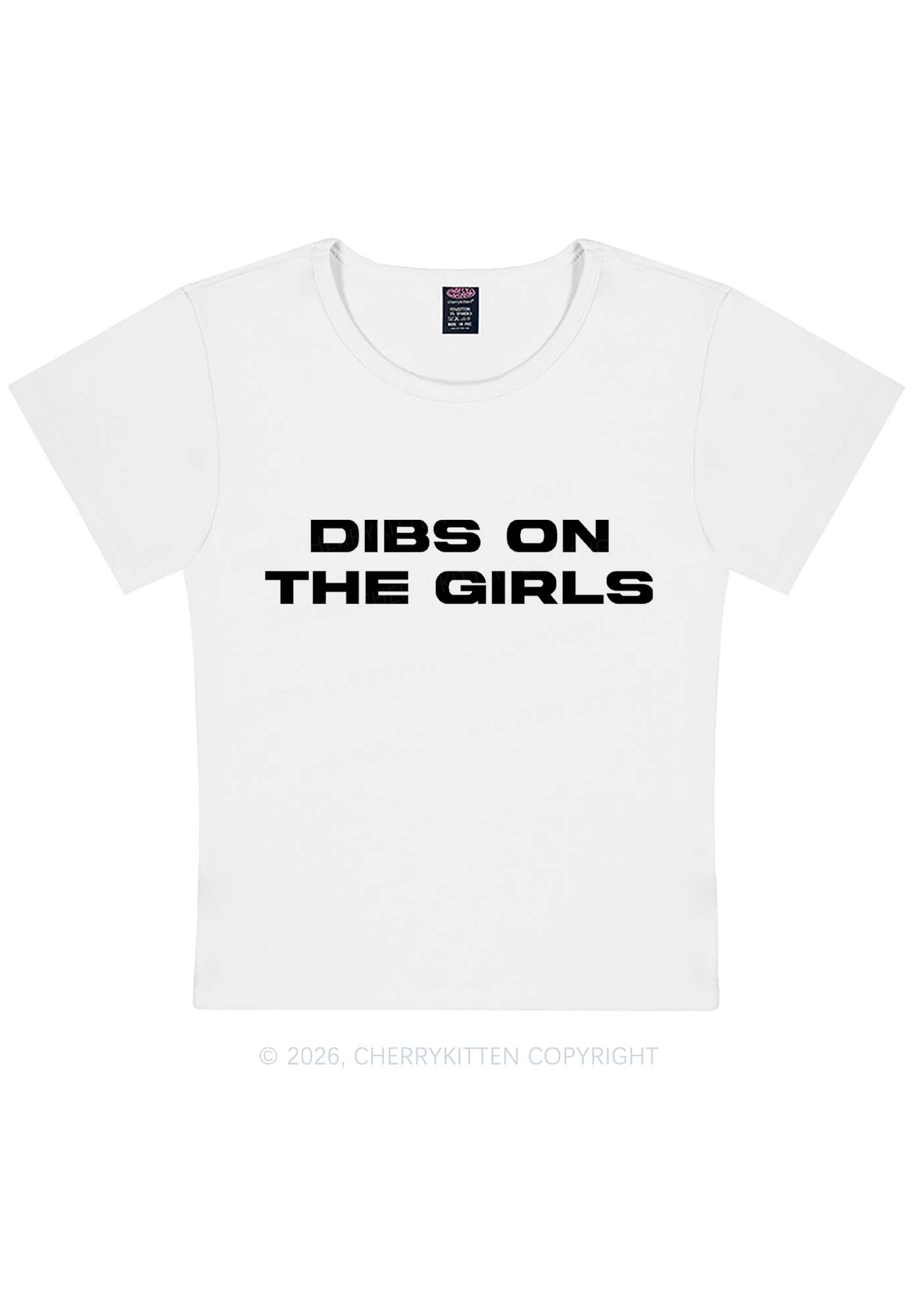 Dibs On The Girls Pride Y2K Baby Tee Cherrykitten