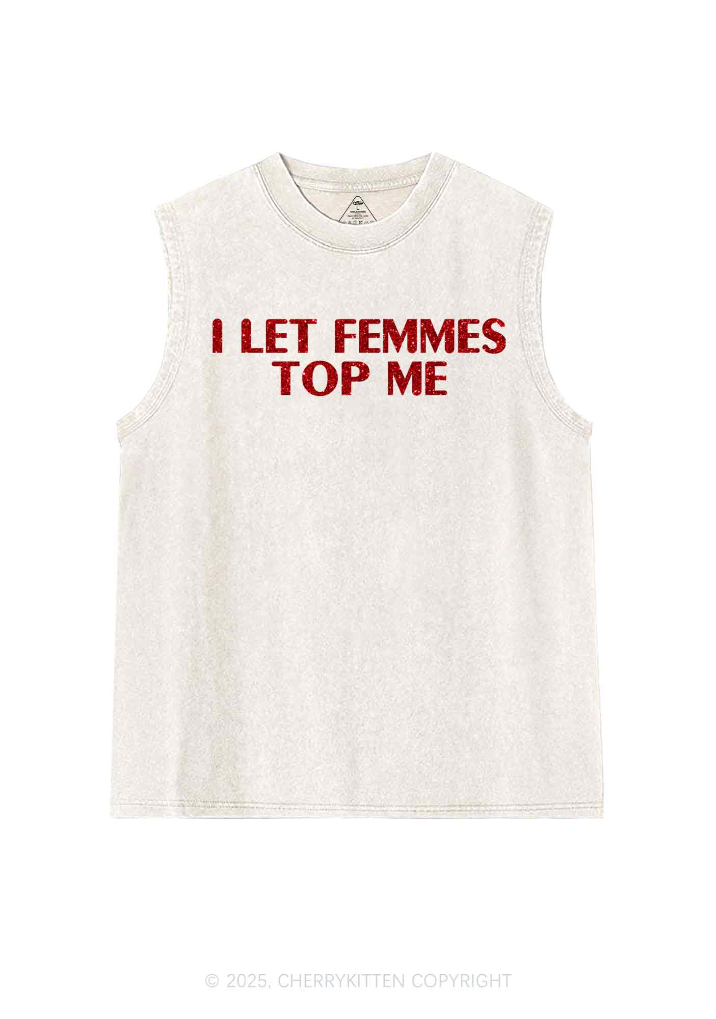 Glitter I Let Femmes Top Me Pride Y2K Washed Muscle Tank Cherrykitten