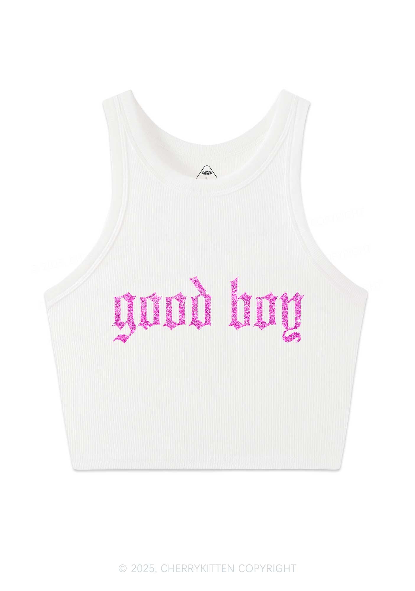 Glitter Good Boy Y2K Crop Tank Top Cherrykitten