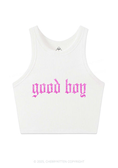 Glitter Good Boy Y2K Crop Tank Top Cherrykitten
