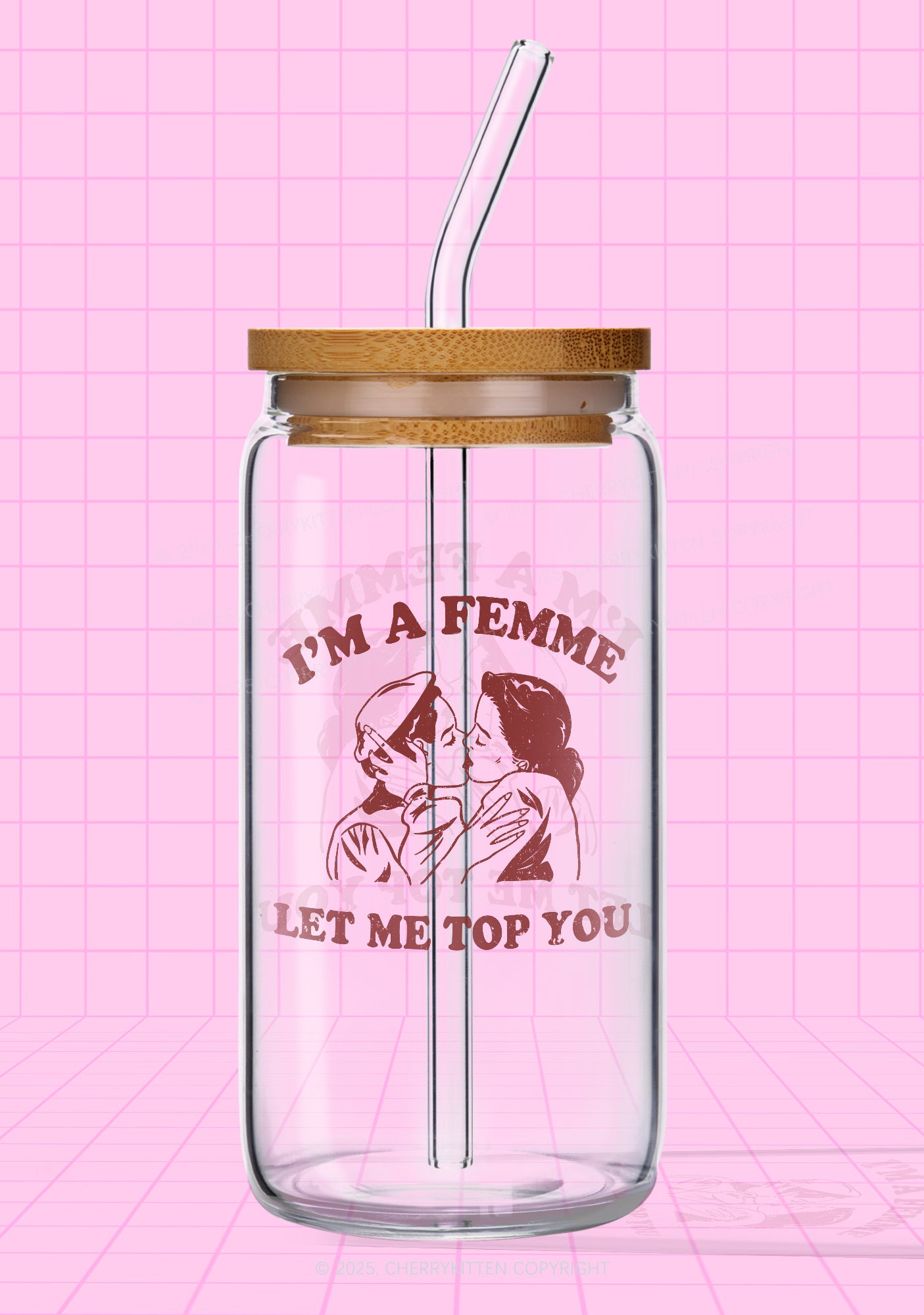 I'm A Femme Pride Y2K Printed Glass Cup Cherrykitten