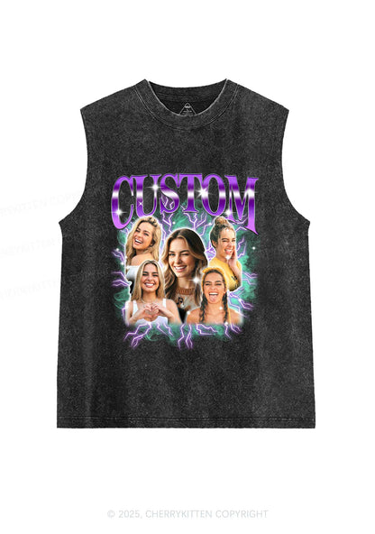 Custom Collage Portrait Y2K Washed Muscle Tank Cherrykitten