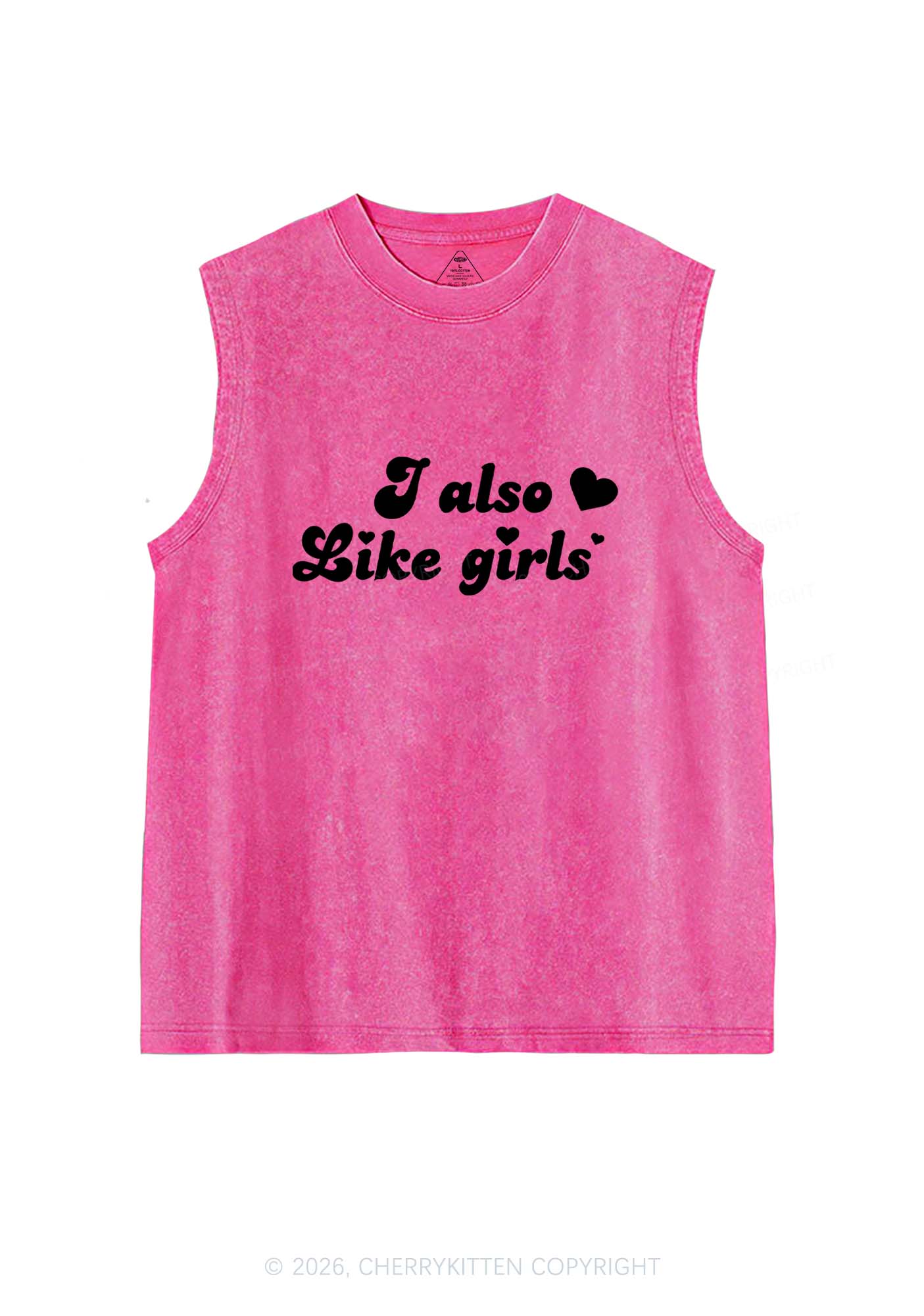 I Also Like Girls Pride Y2K Washed Muscle Tank Cherrykitten